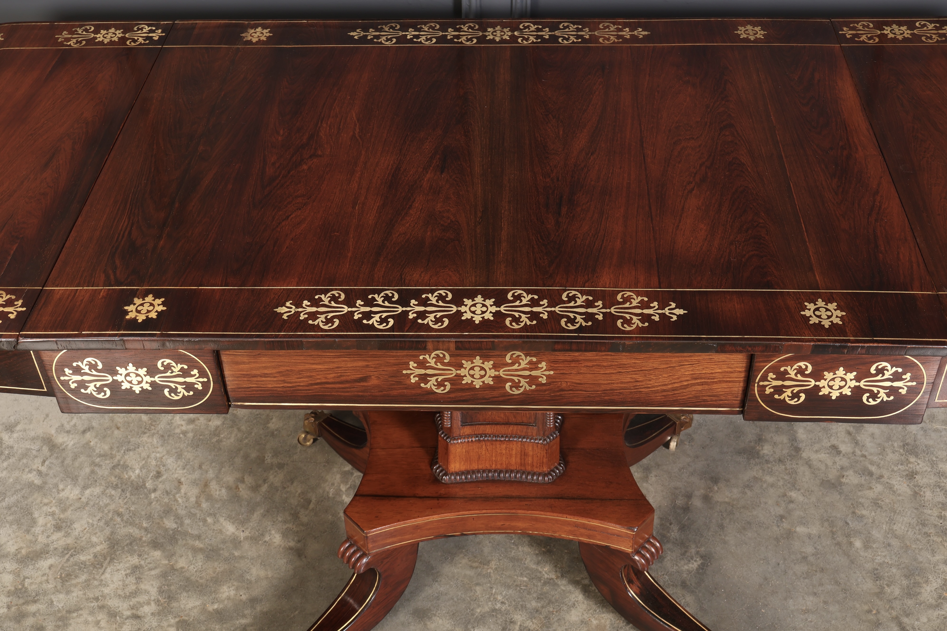Regency Rosewood Brass Inlaid Sofa Table - Image 8